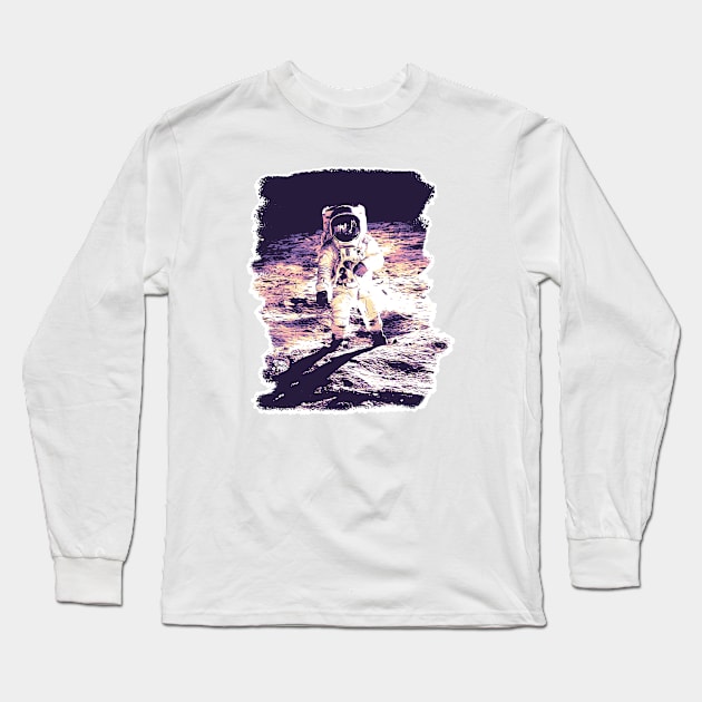 Astronaut on the moon Long Sleeve T-Shirt by designed_by_vertex